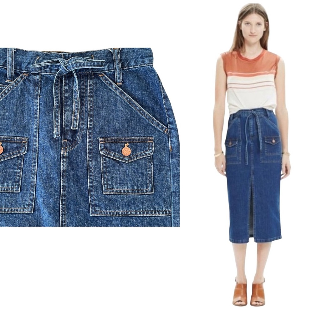 Madewell Denim Pencil Skirt Midi High Waist Size 24